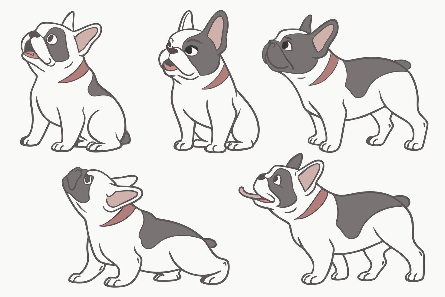 Five dog set of illustration vector