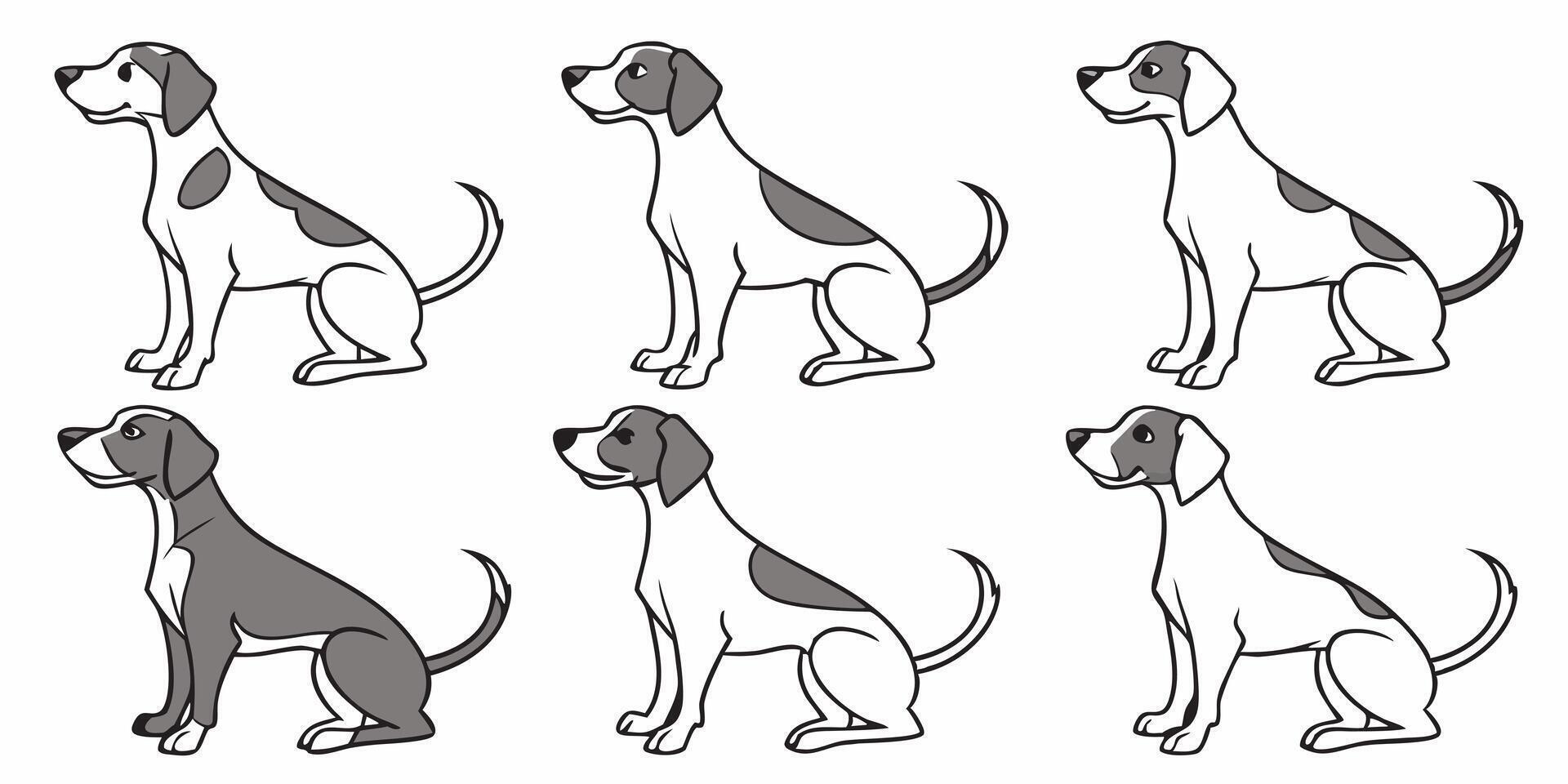 a set of dog silhouettes in different poses vector