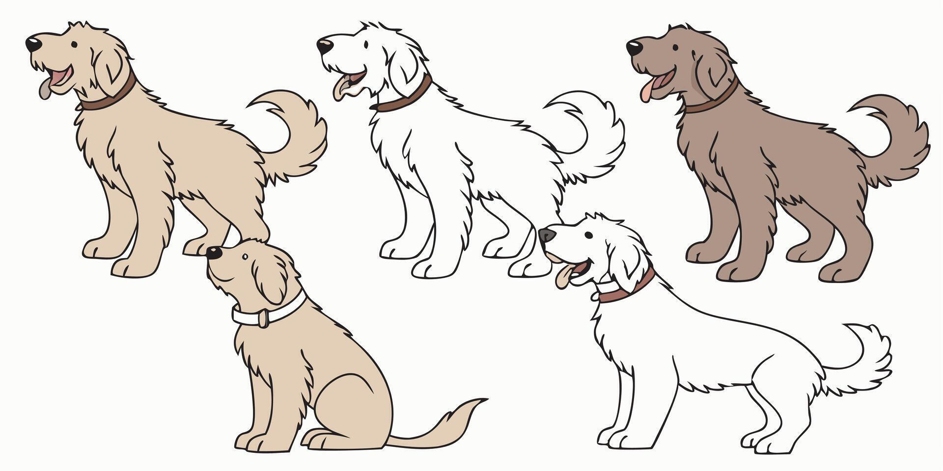a set of four different colored dogs vector