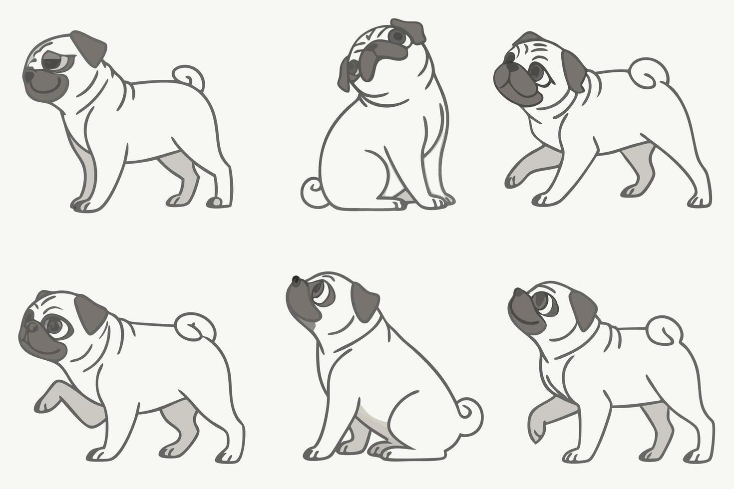 Six dogs illustrations vector