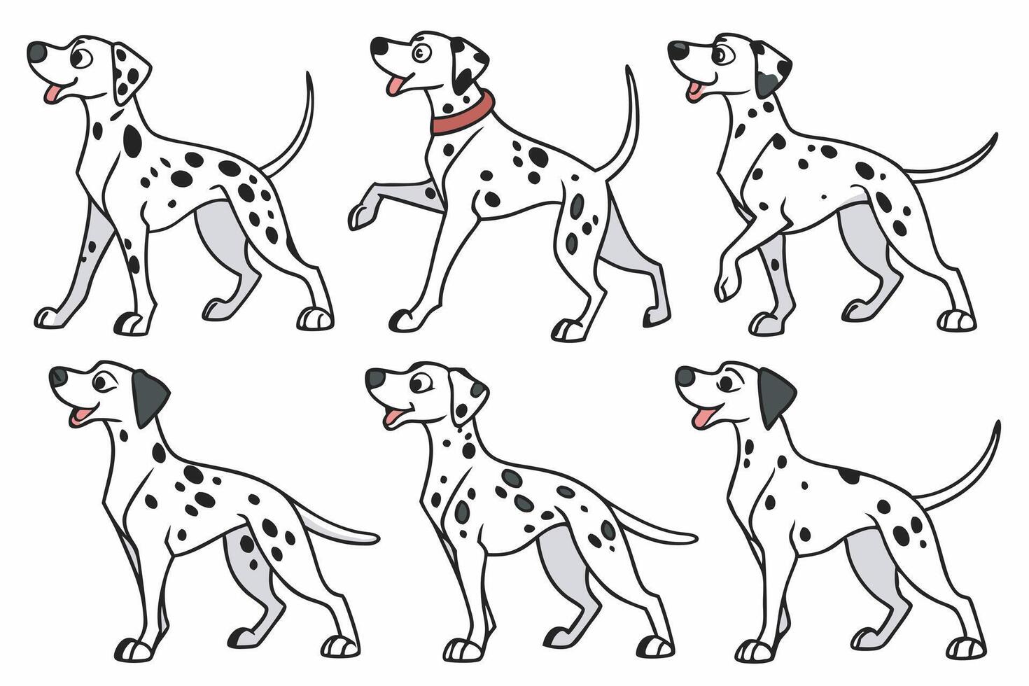 dalmatian dog cartoon illustration set vector