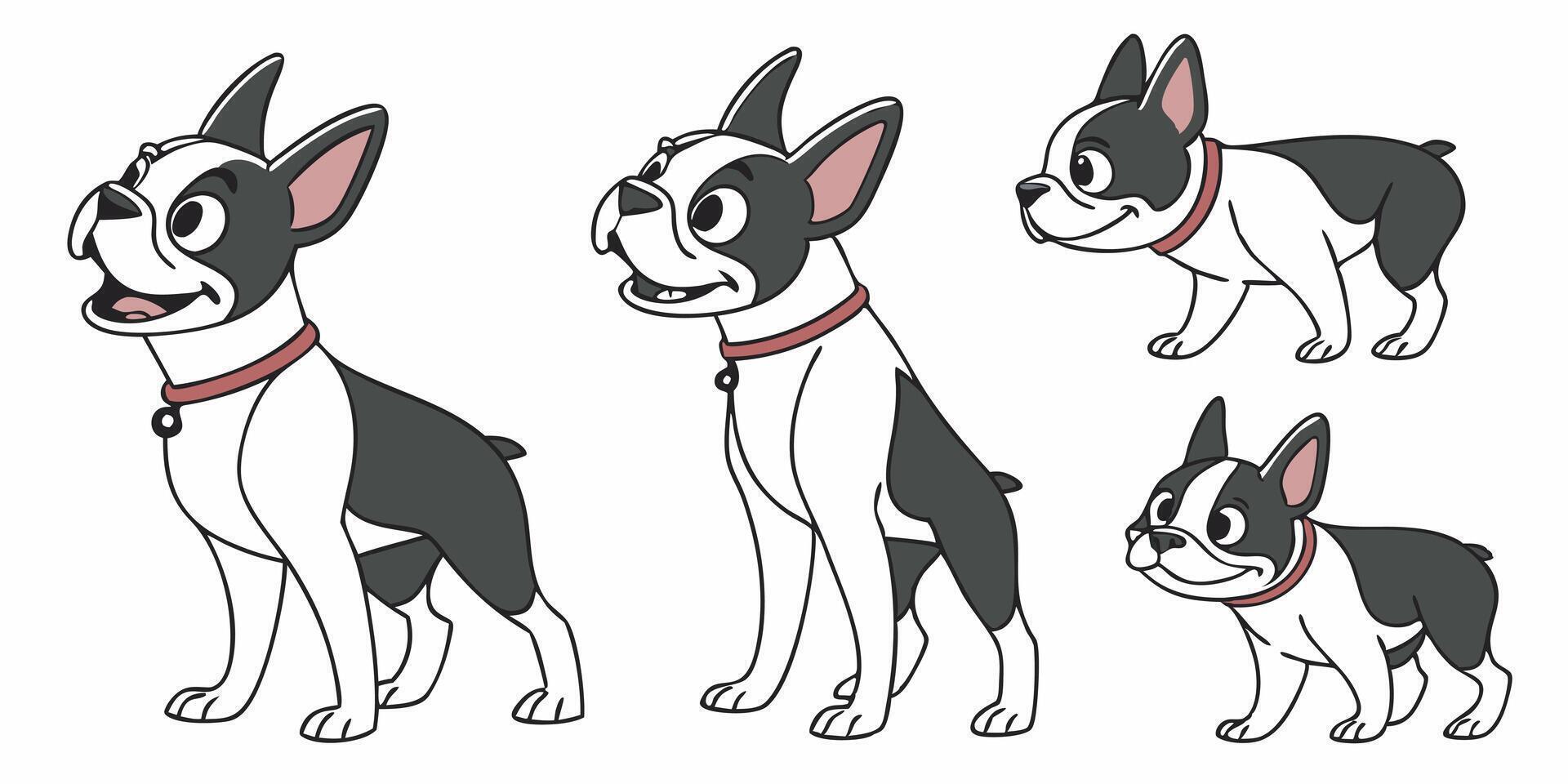 a cartoon dog with different expressions vector