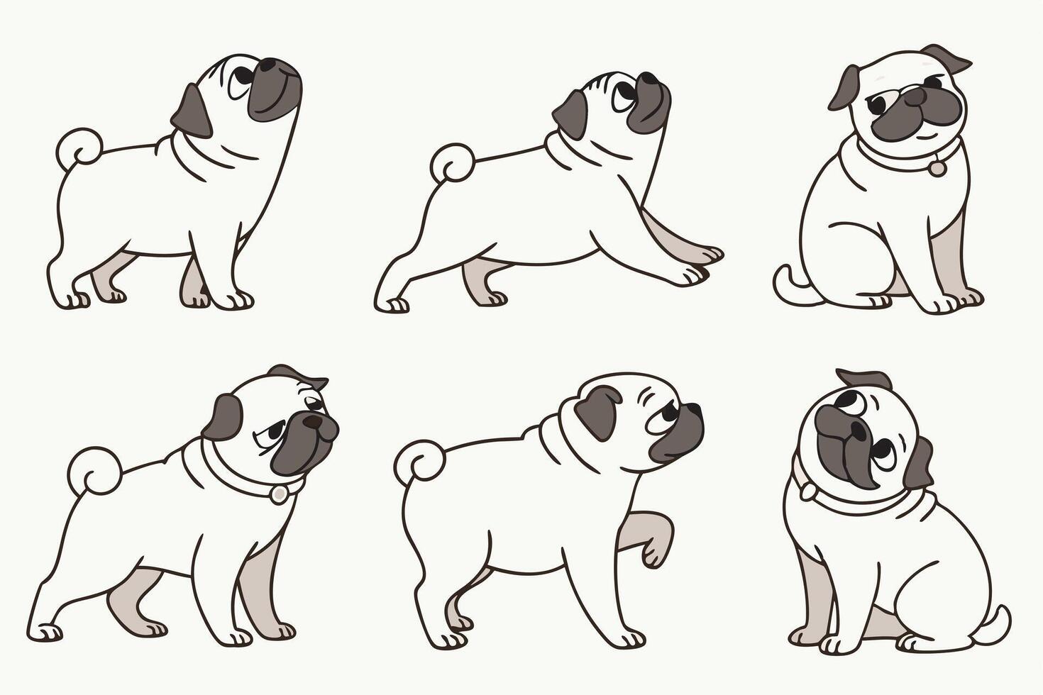 Six dog illustrations vector