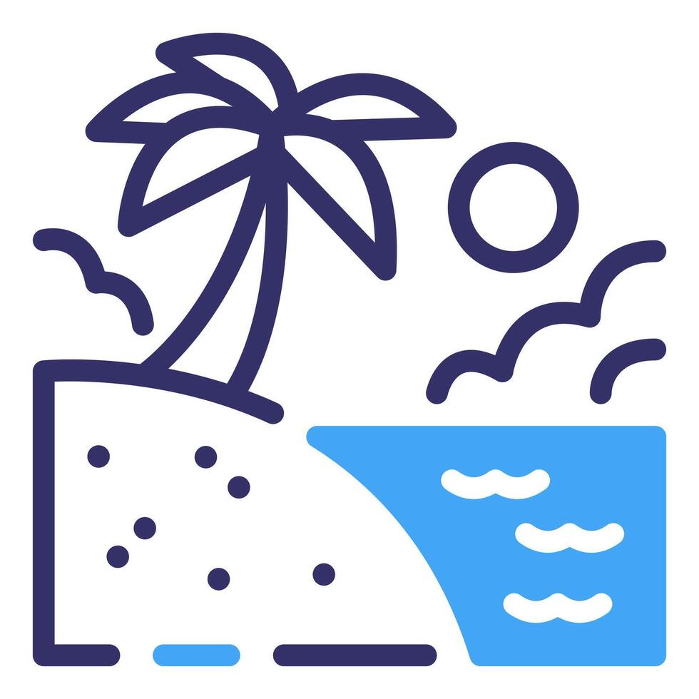 A beach with palm trees and a wave vector