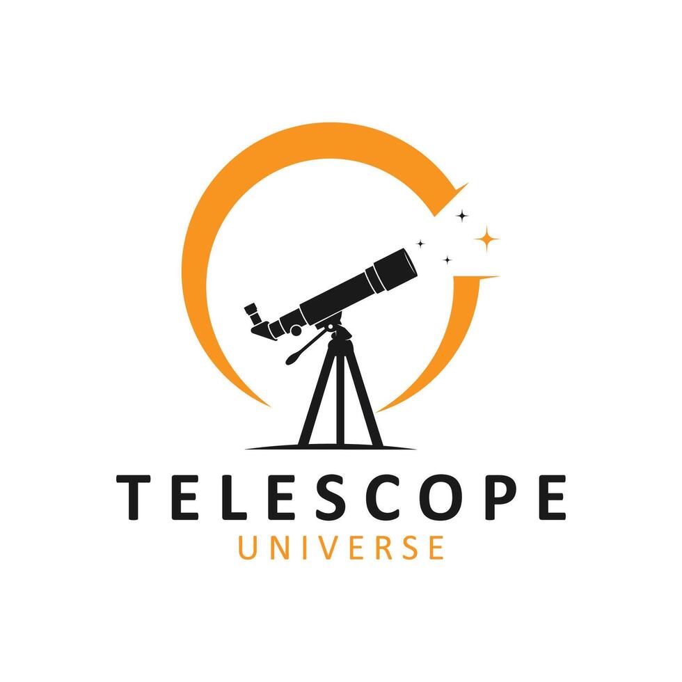 simple telescope logo with creative idea vector