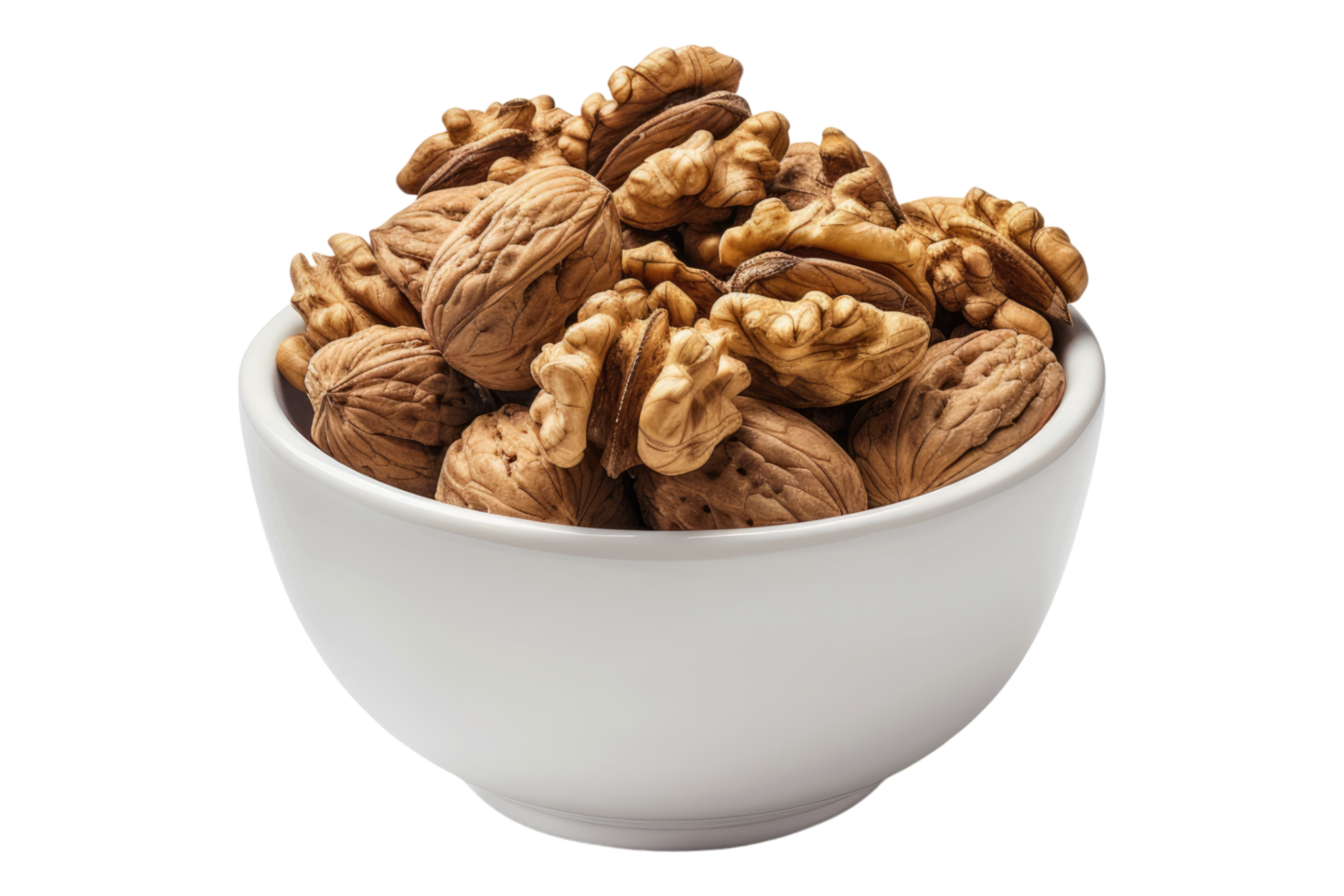 Bowl of walnuts on transparent background png