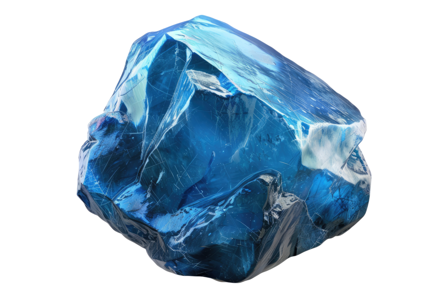 A blue quartz crystal with a transparent background png