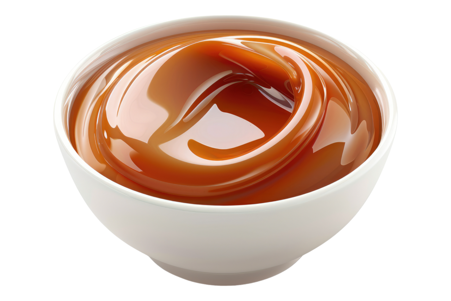A cup of caramel sauce on a transparent background png
