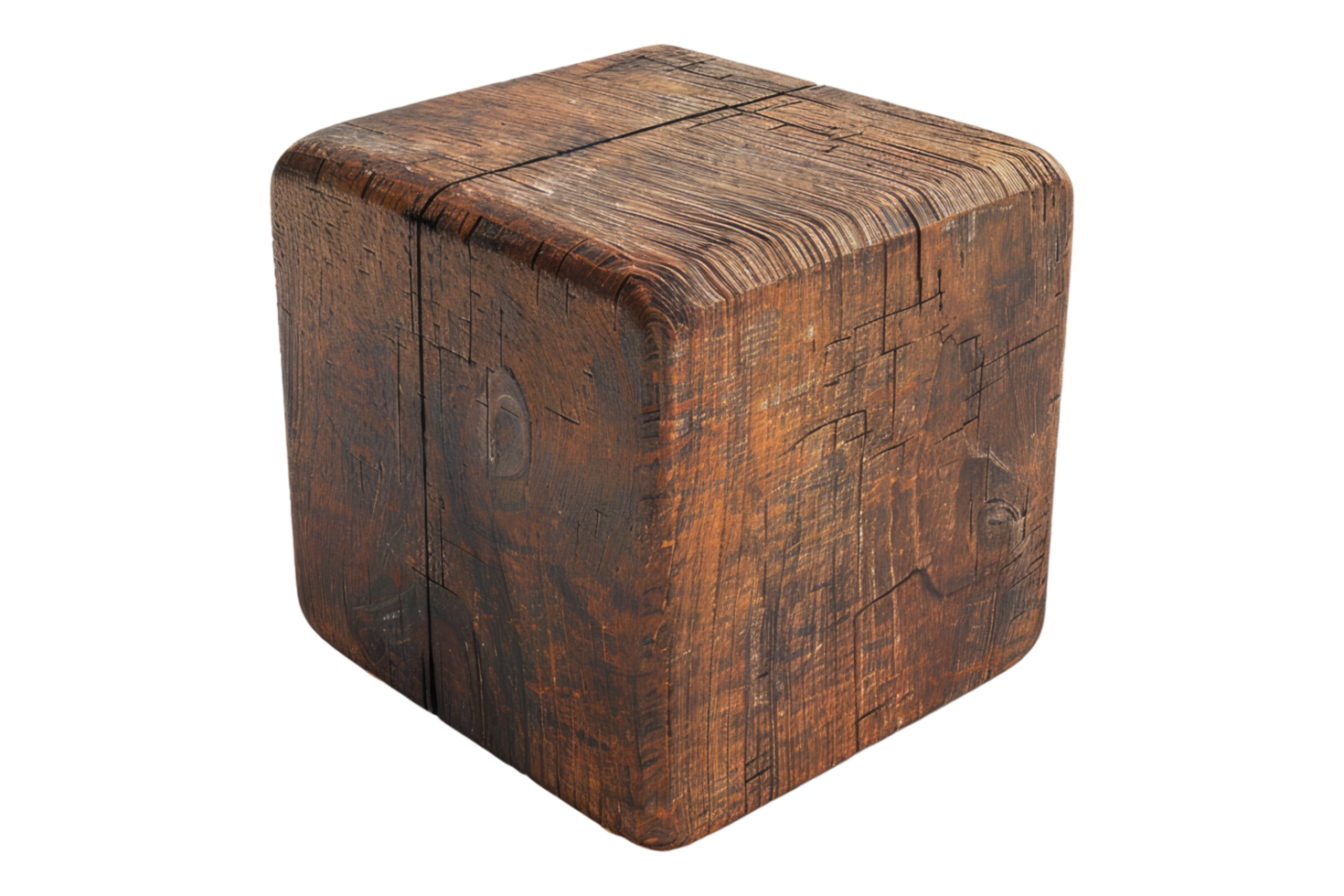 A wooden cube on transparent background png