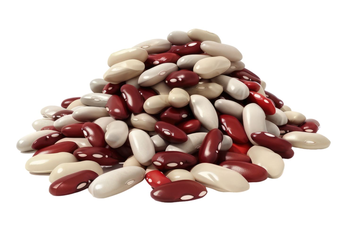 A pile of red and white beans on transparent background png
