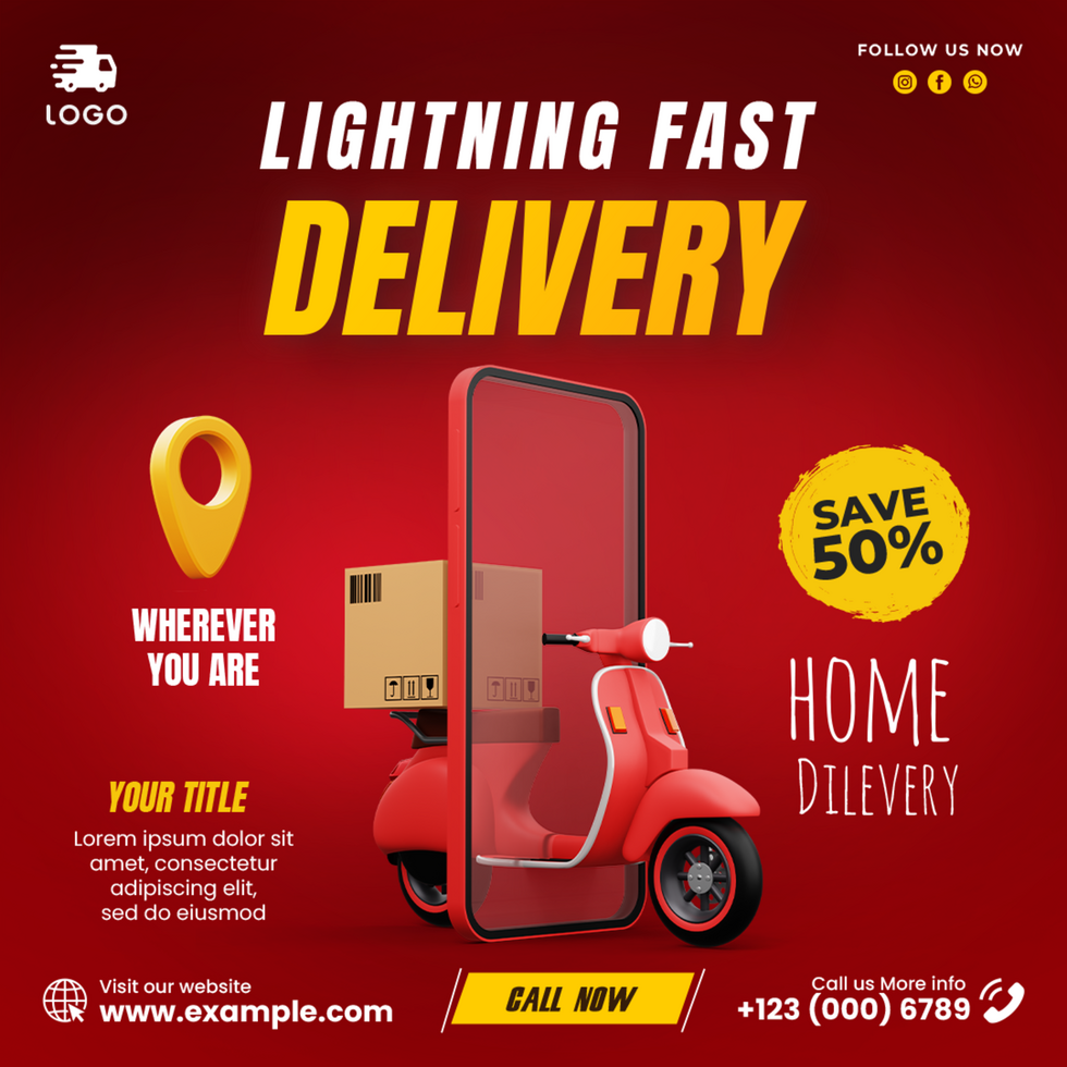 Delivery Company Social Media Post Template psd