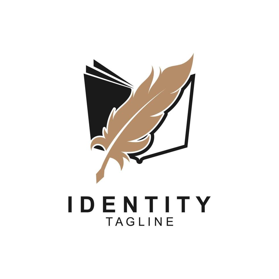 simple Quill and book logo design vector
