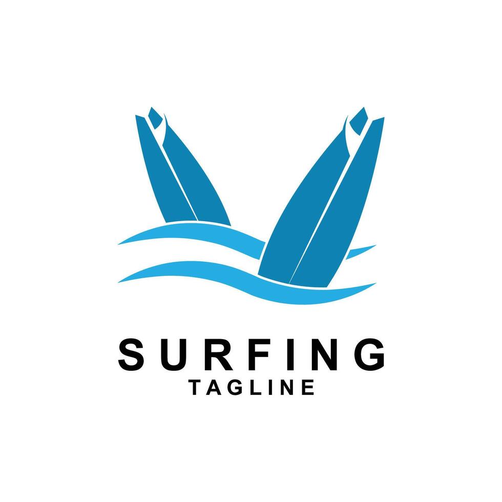 Surfing Beach logo Illustration Template. vector