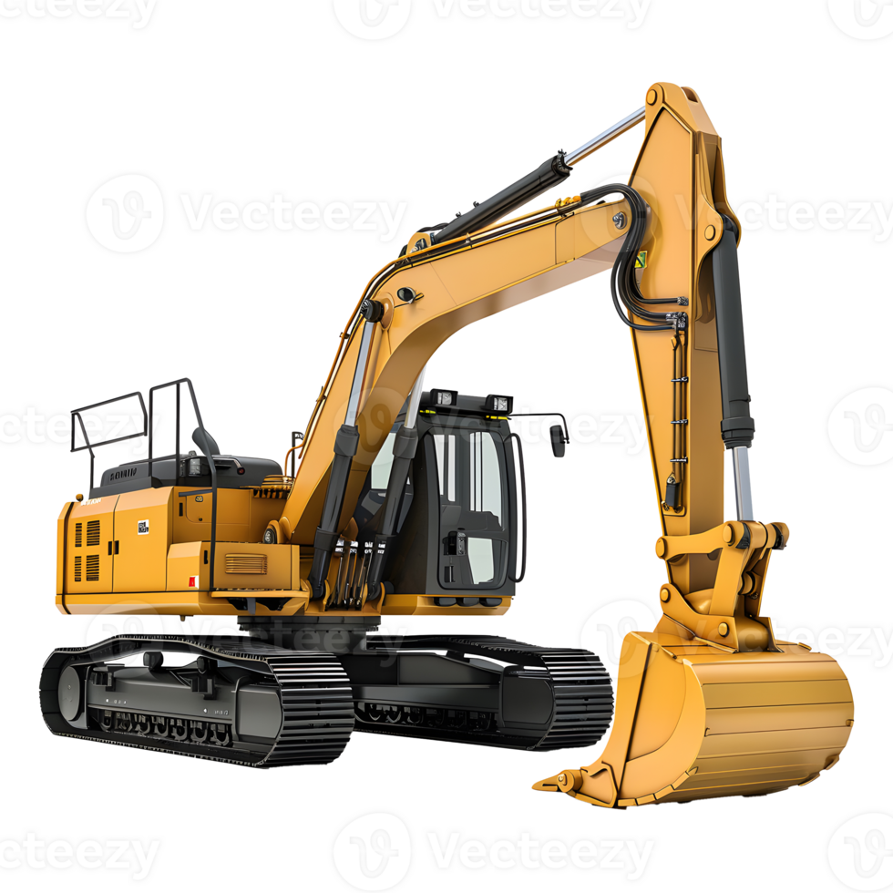 Track excavator isolated on transparent background png