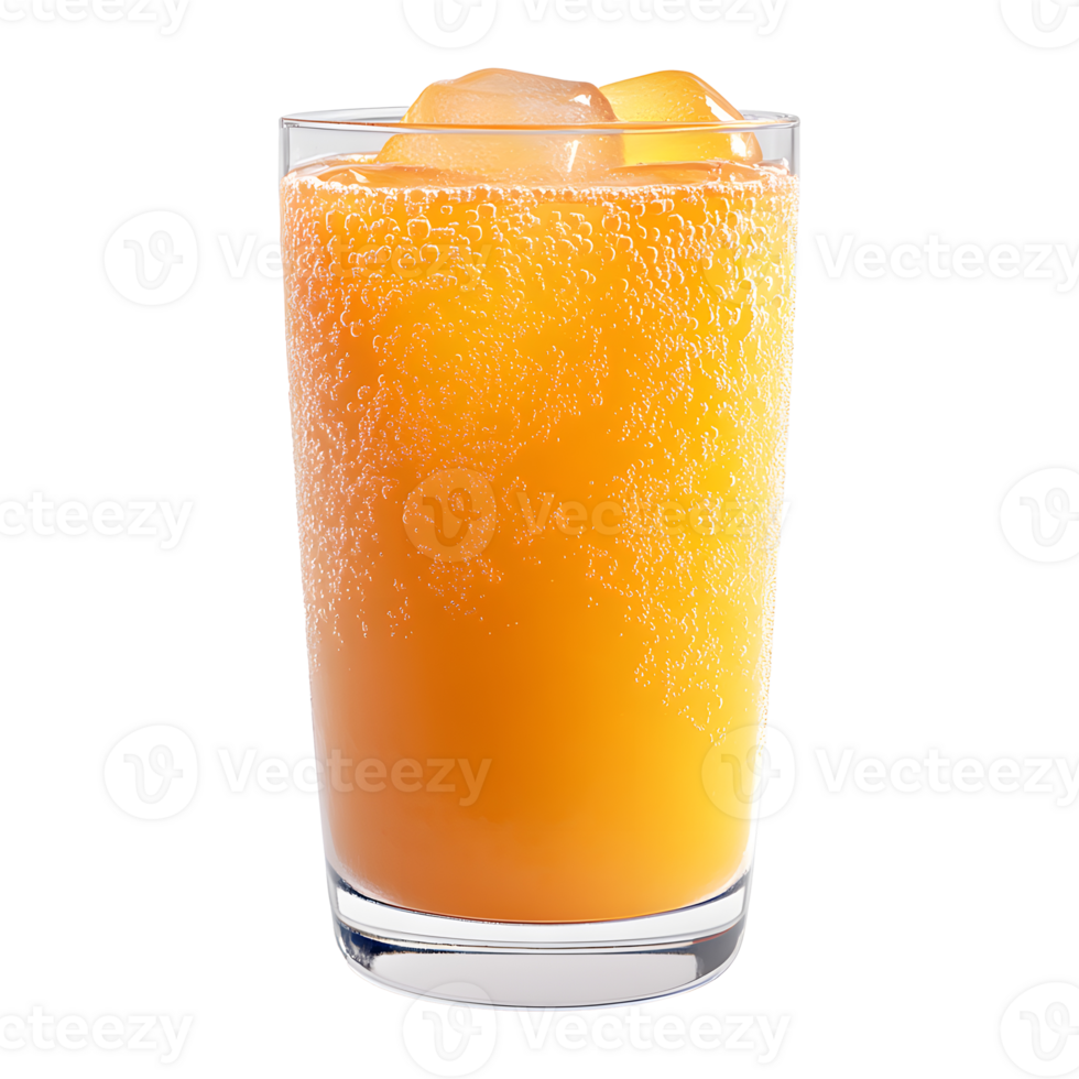 Fresh drink orange juice in a clear glass isolated on transparent background png