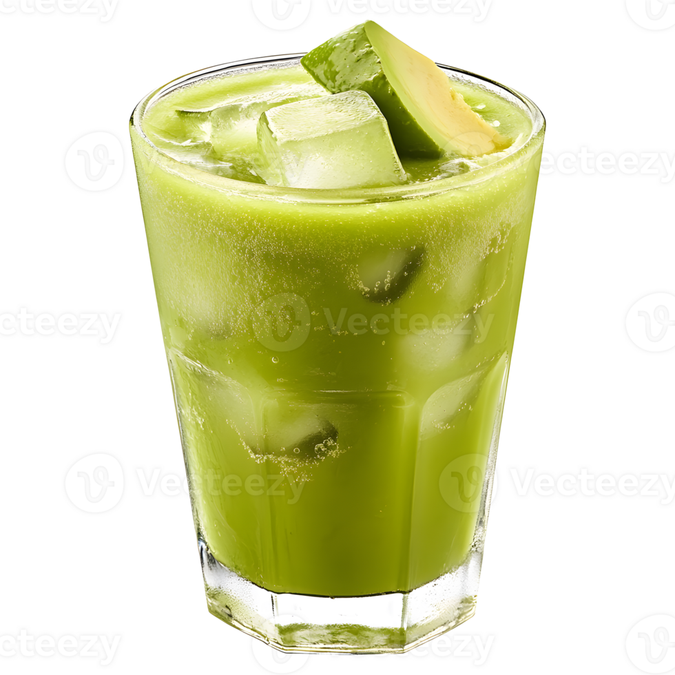 Avocado Juice in a Clear Glass on Transparent Background png