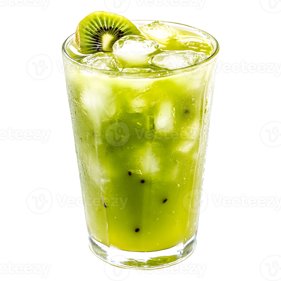 Kiwi Juice in Clear Glass on Transparent Background png