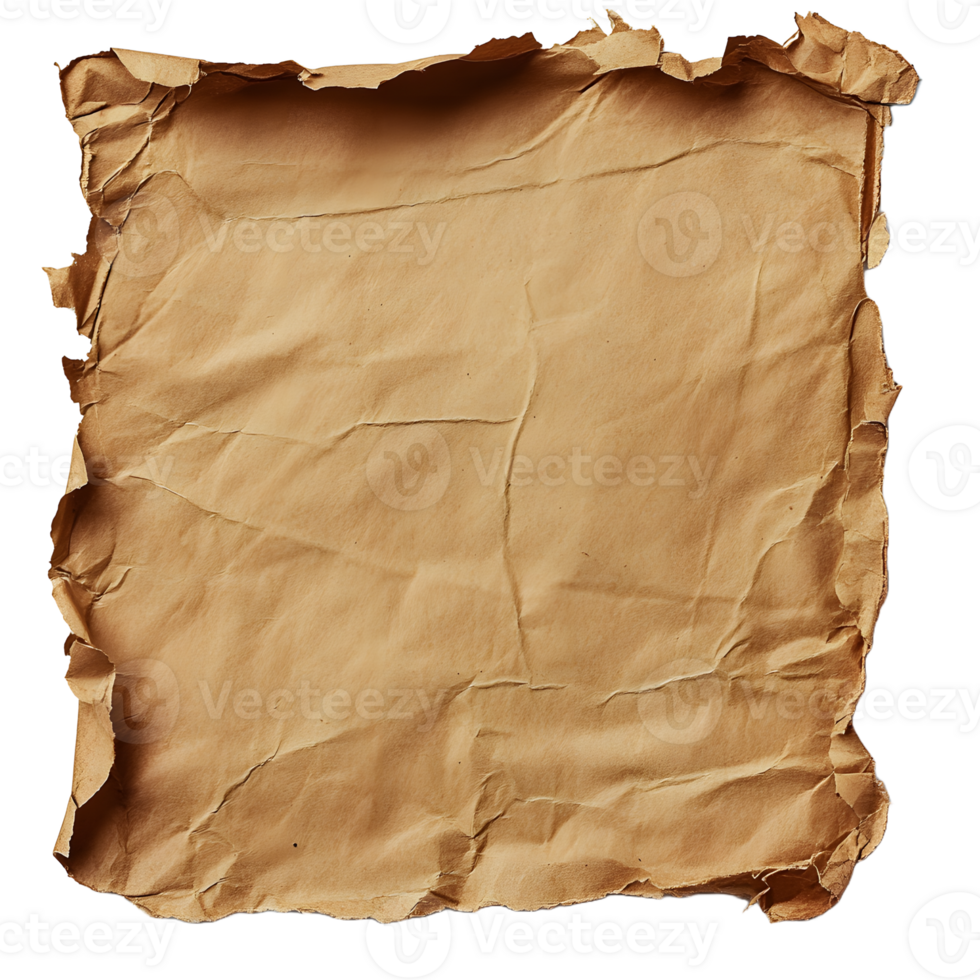 A sheet of brown paper isolated on transparent background png