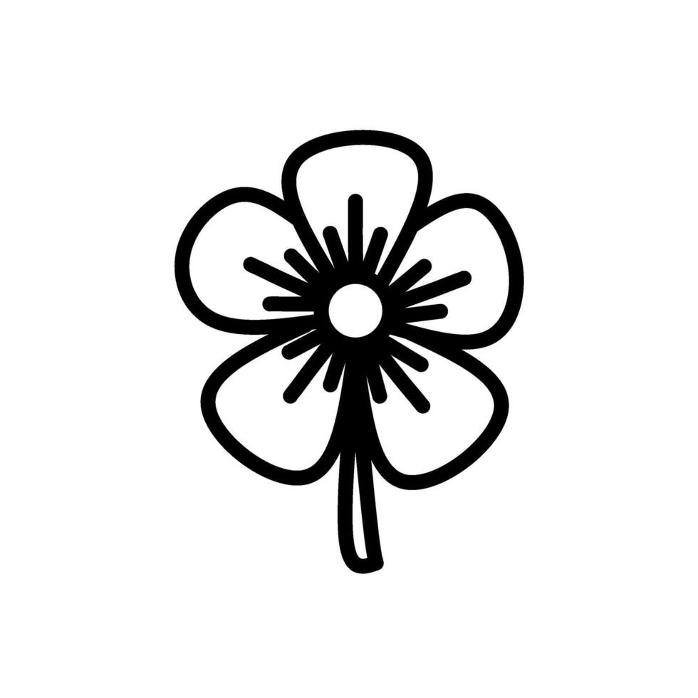 Minimalist Flower Icon in Black vector