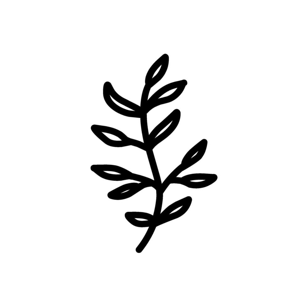 Black Line Art Floral Element vector