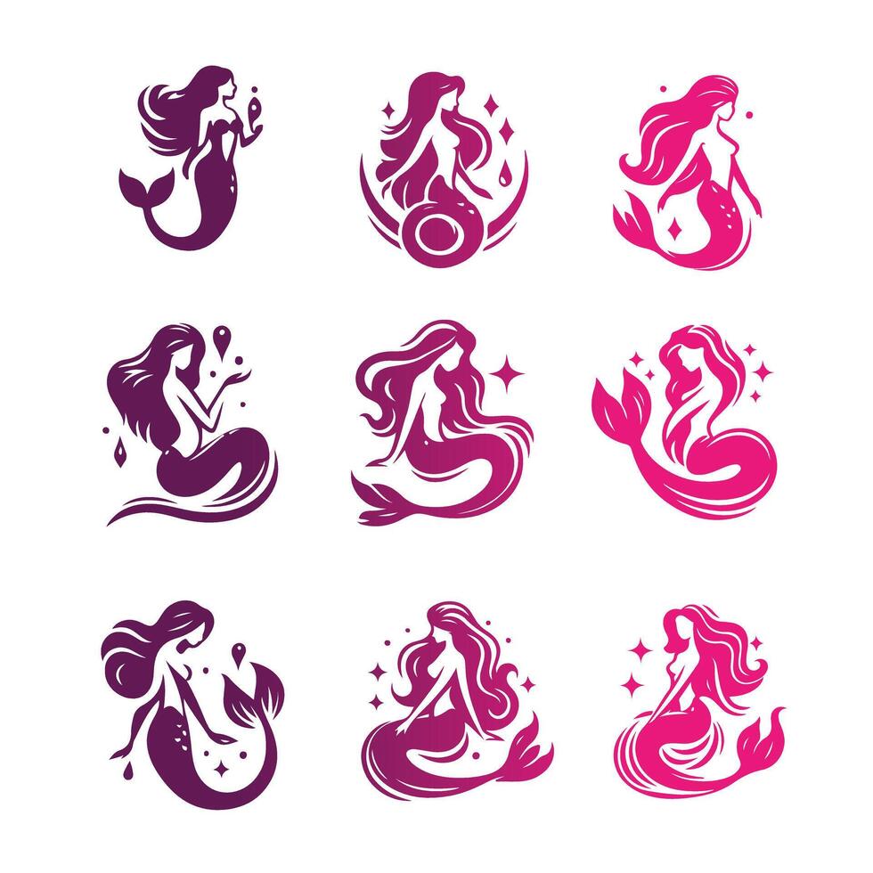 Besutiful Mermaid Collection Logo Design vector