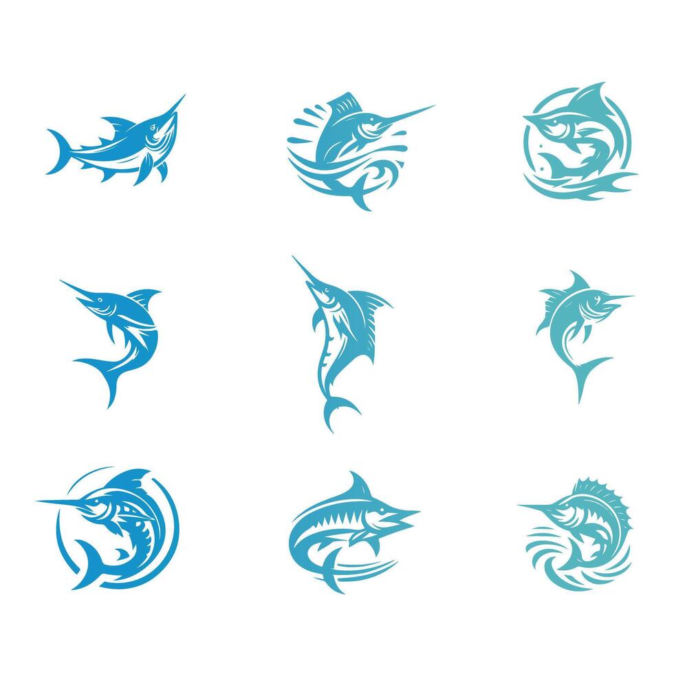Atlantic Blue Marlin Fish Collection Logo Design vector