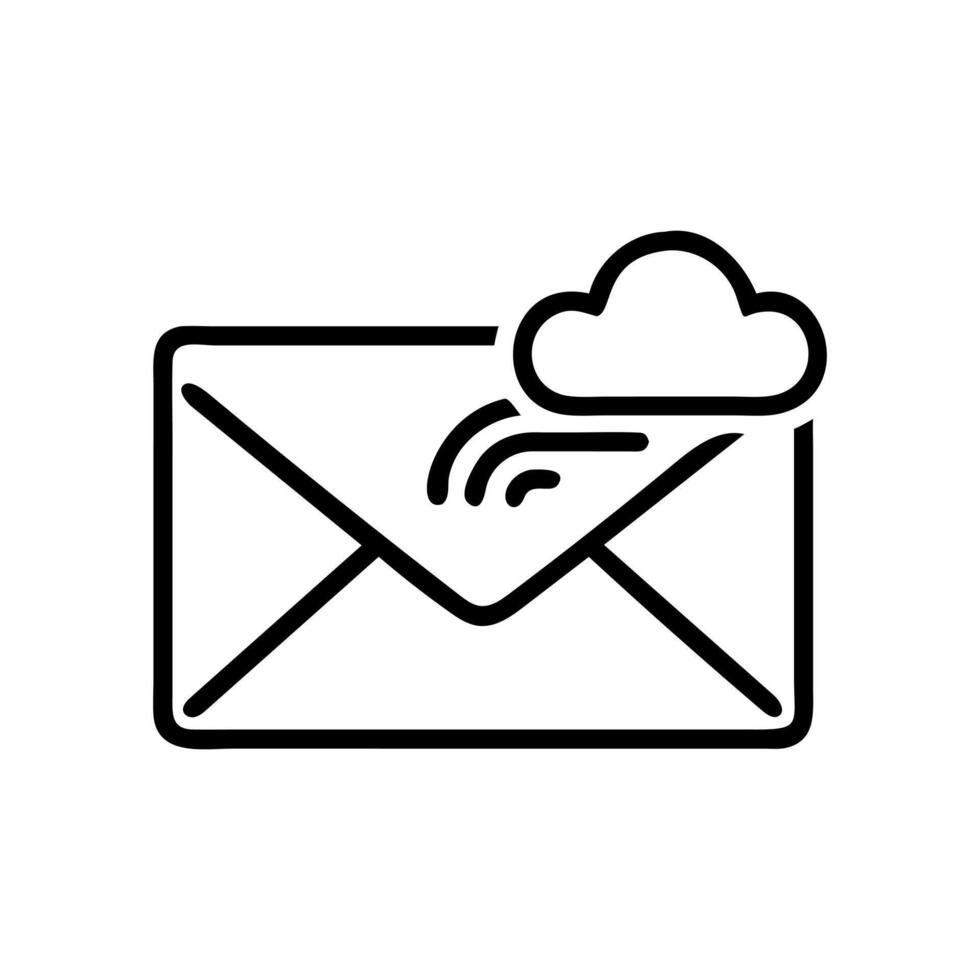 Simple line art illustration of an email envelope. Email icon. Envelope, letter, recipient. Business concept. logo vector