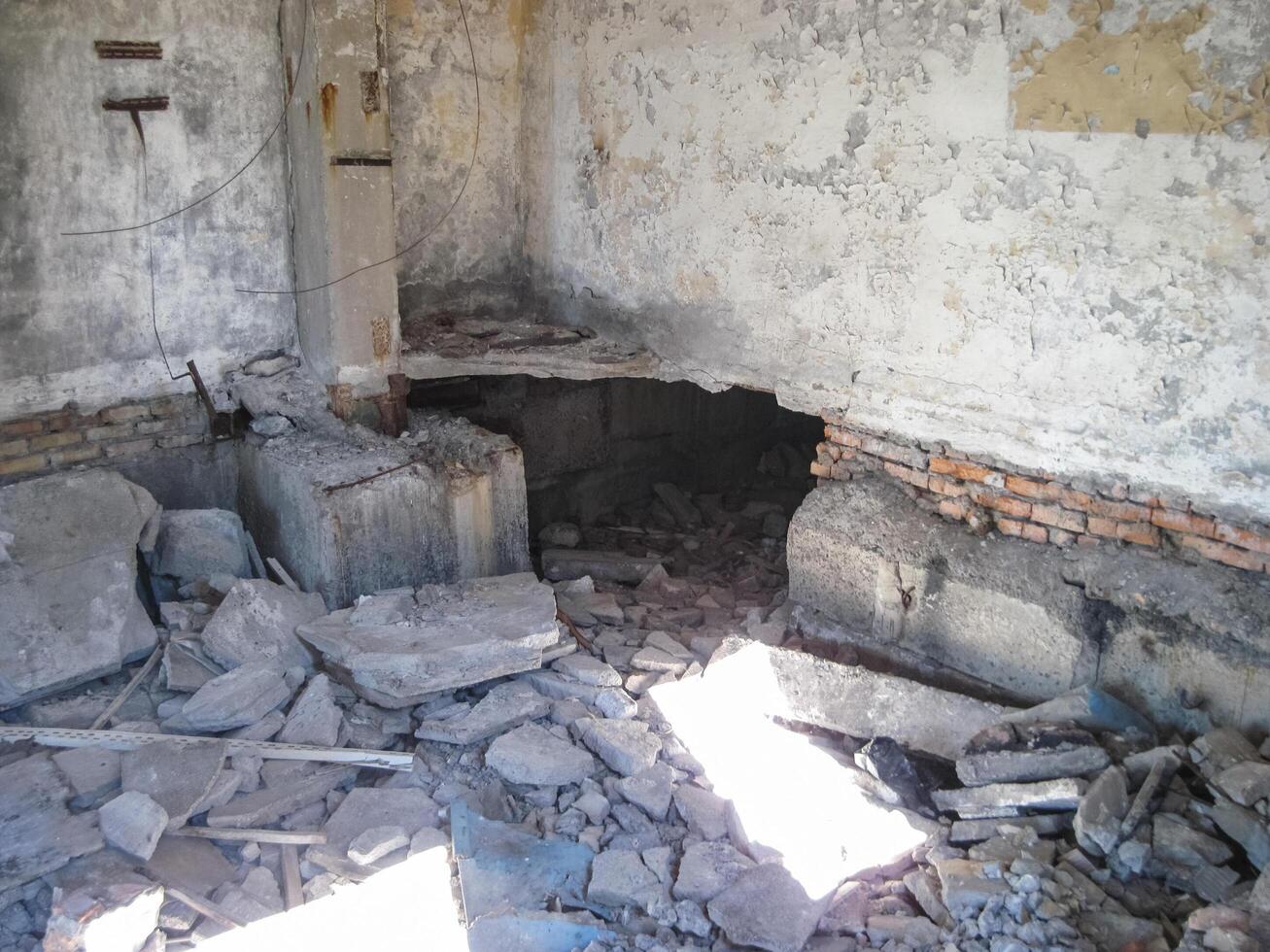Chyhyryn Nuclear Power Plant. The building of the abandoned Ukrainian nuclear power plant Chigirinskaya. The ruins of buildings and structures. photo