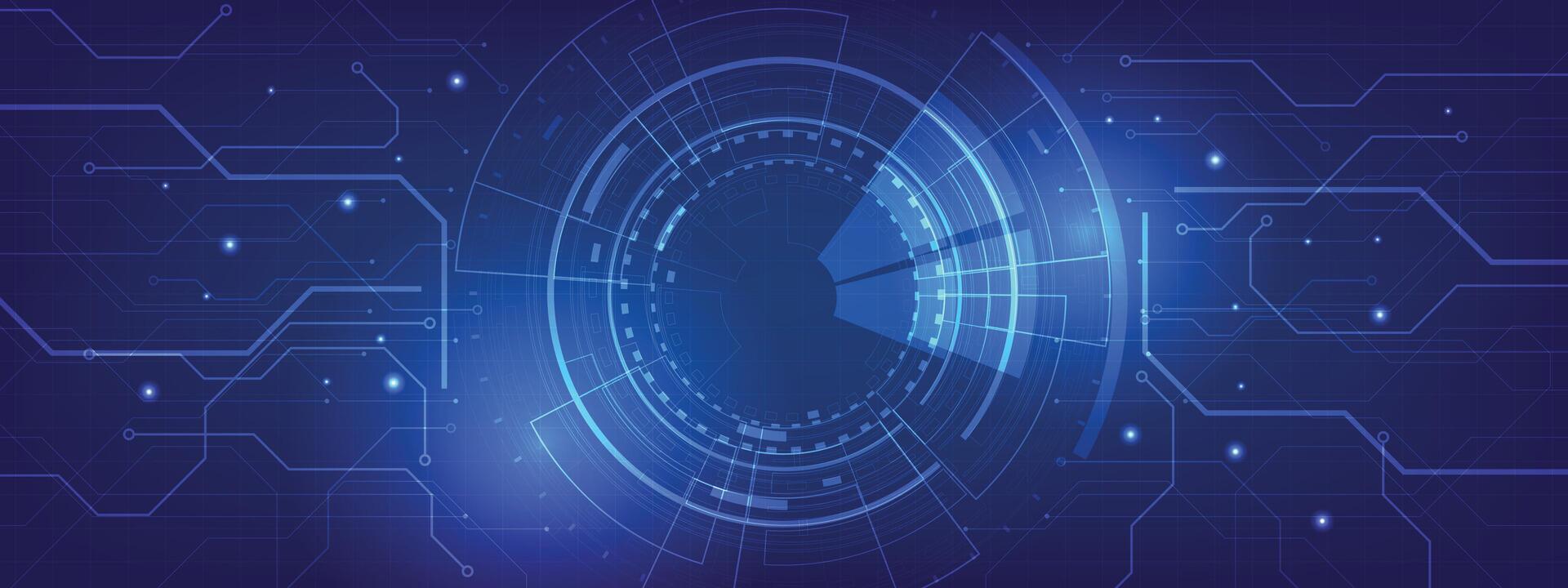 Abstract digital circuit board on a dark blue background. vector