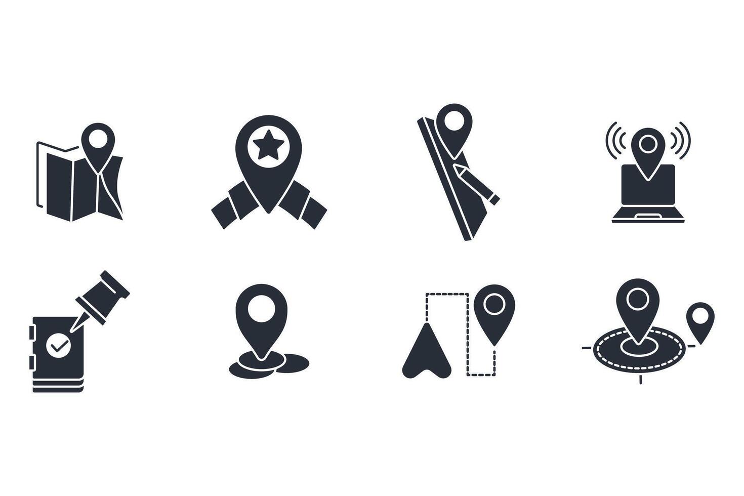 map icon flat set vector