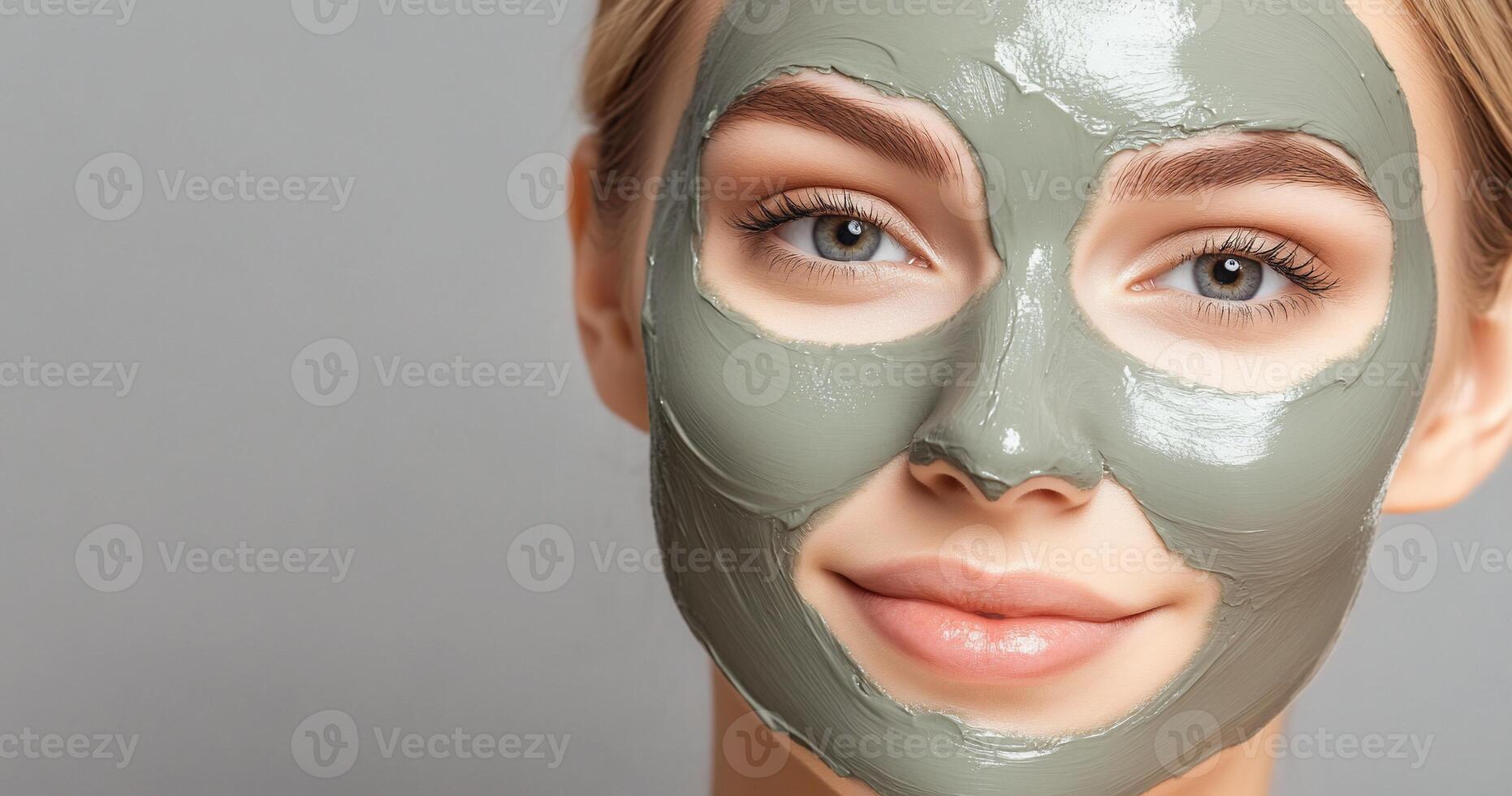 A woman with a clay mask on her face photo