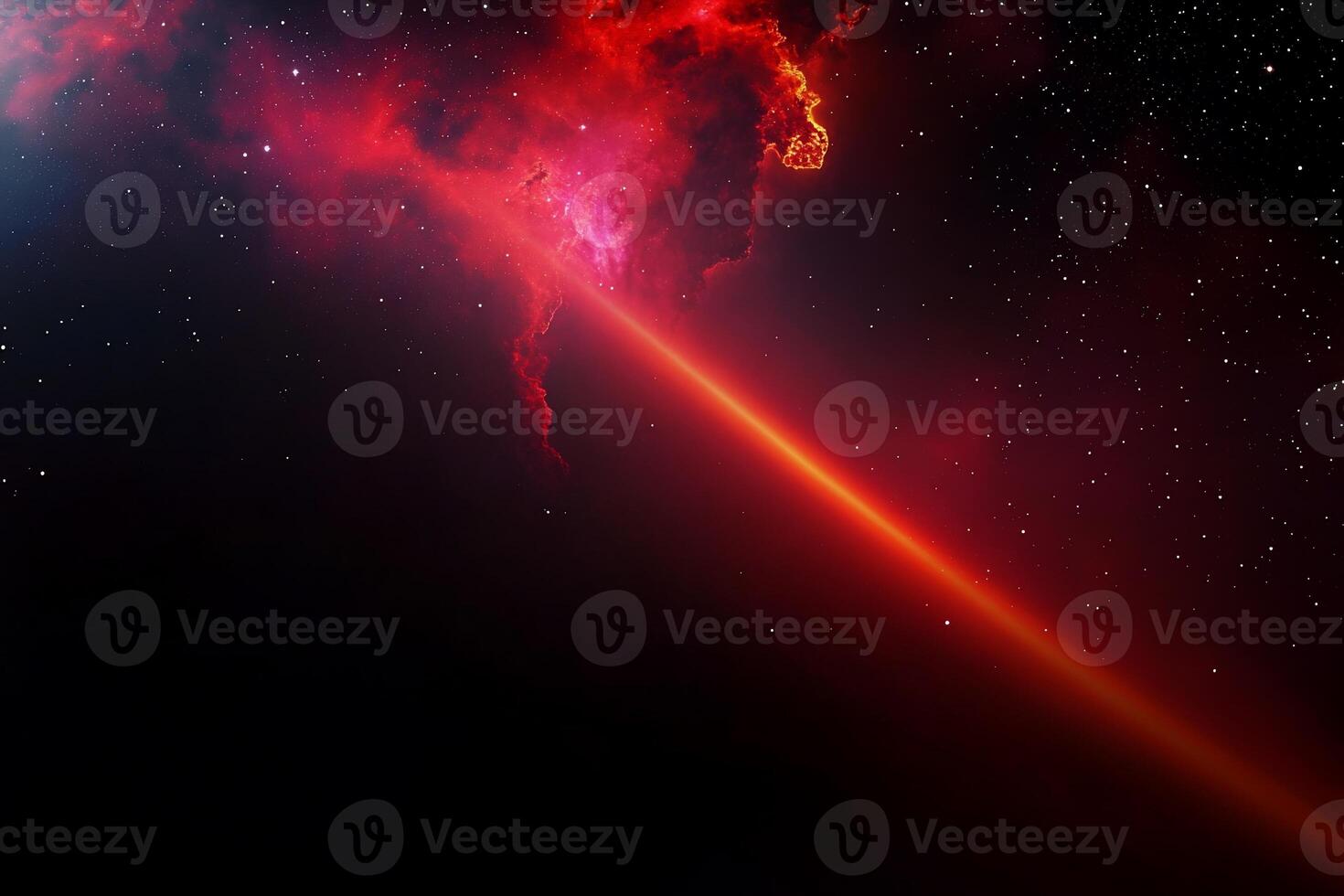 A vibrant cosmic scene featuring a bright beam amidst a starry background. photo