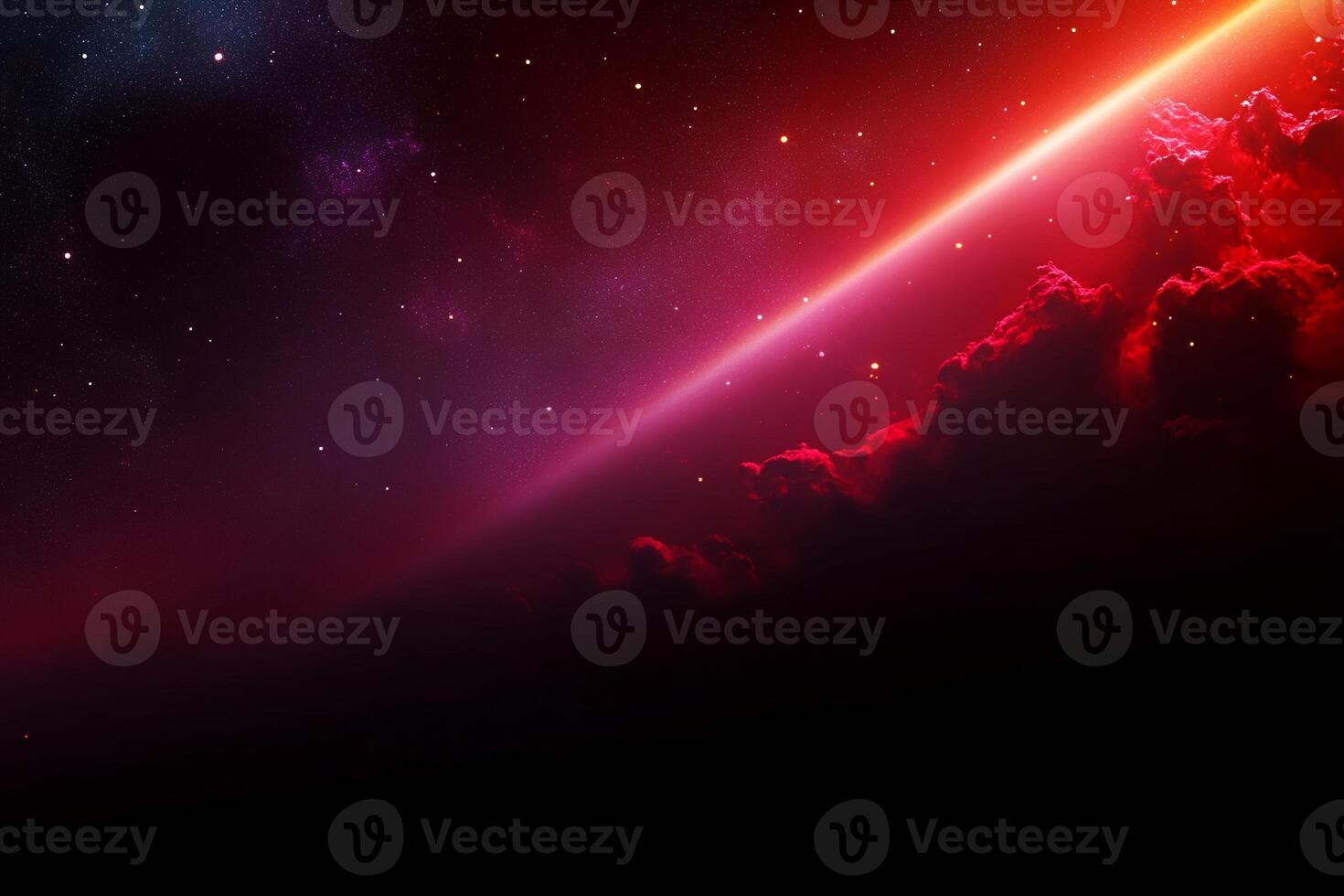 A vibrant cosmic scene with colorful clouds and a starry background. photo