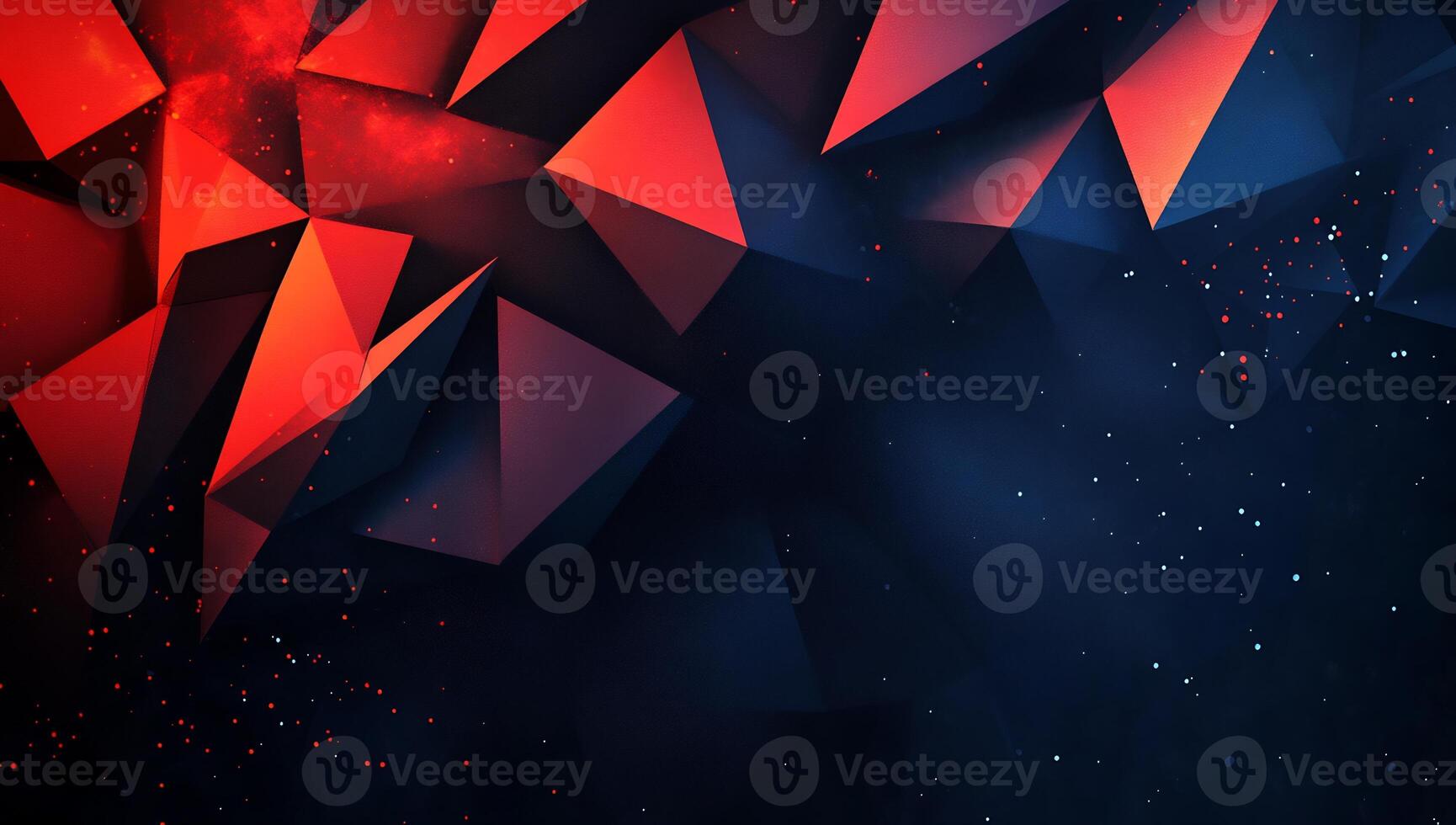 Abstract geometric design with red and blue tones, featuring sharp angles. photo
