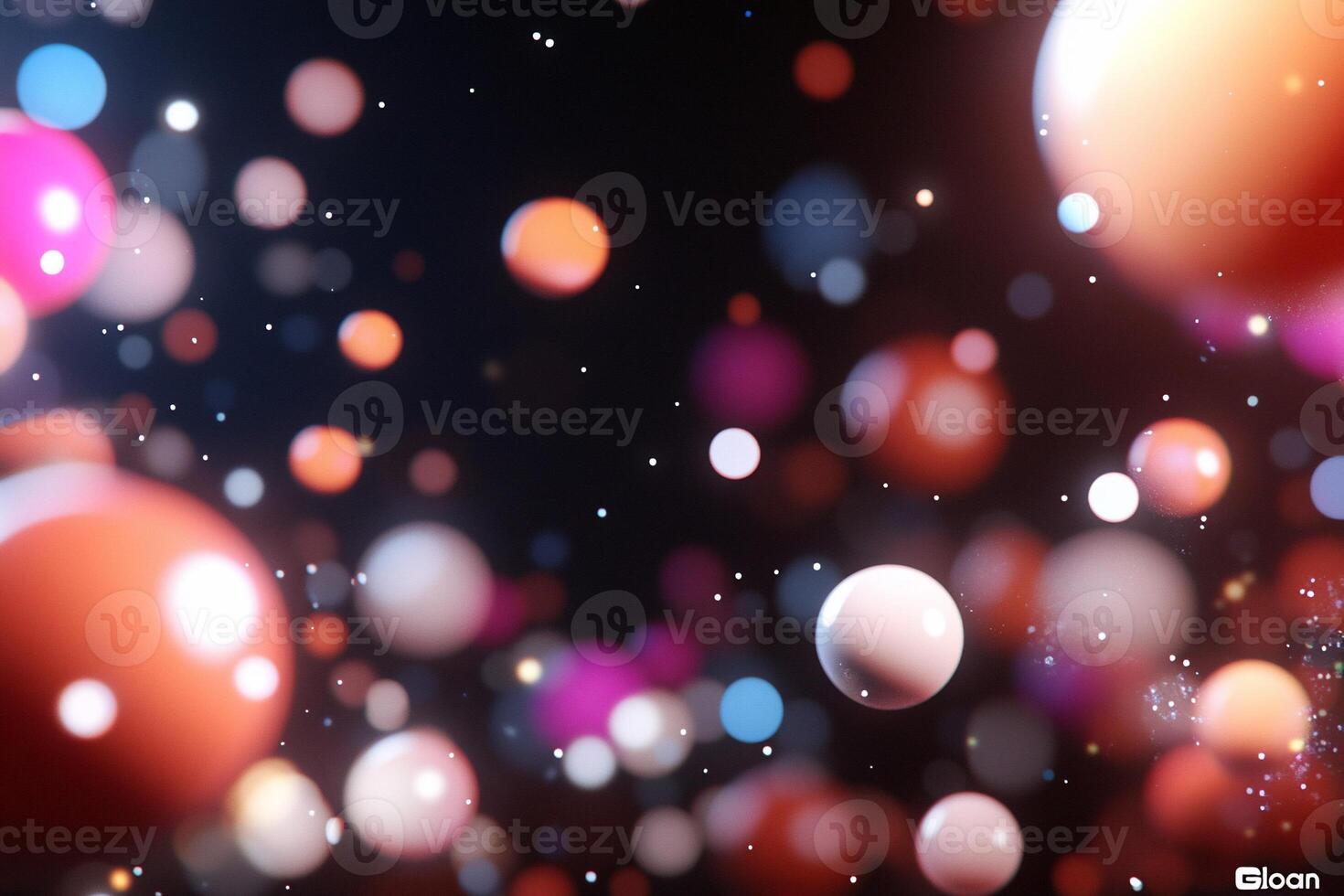 Abstract image of colorful orbs against a dark background. photo