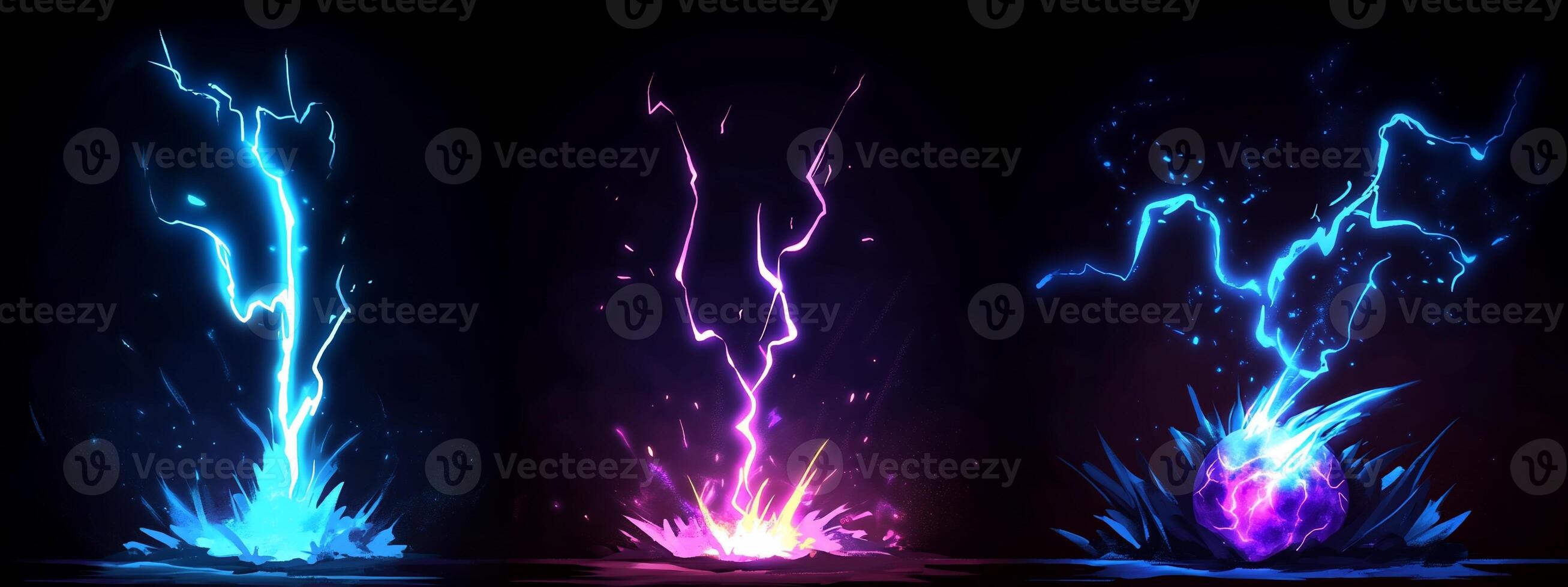 Abstract representation of electric energy bursts in vibrant colors. photo