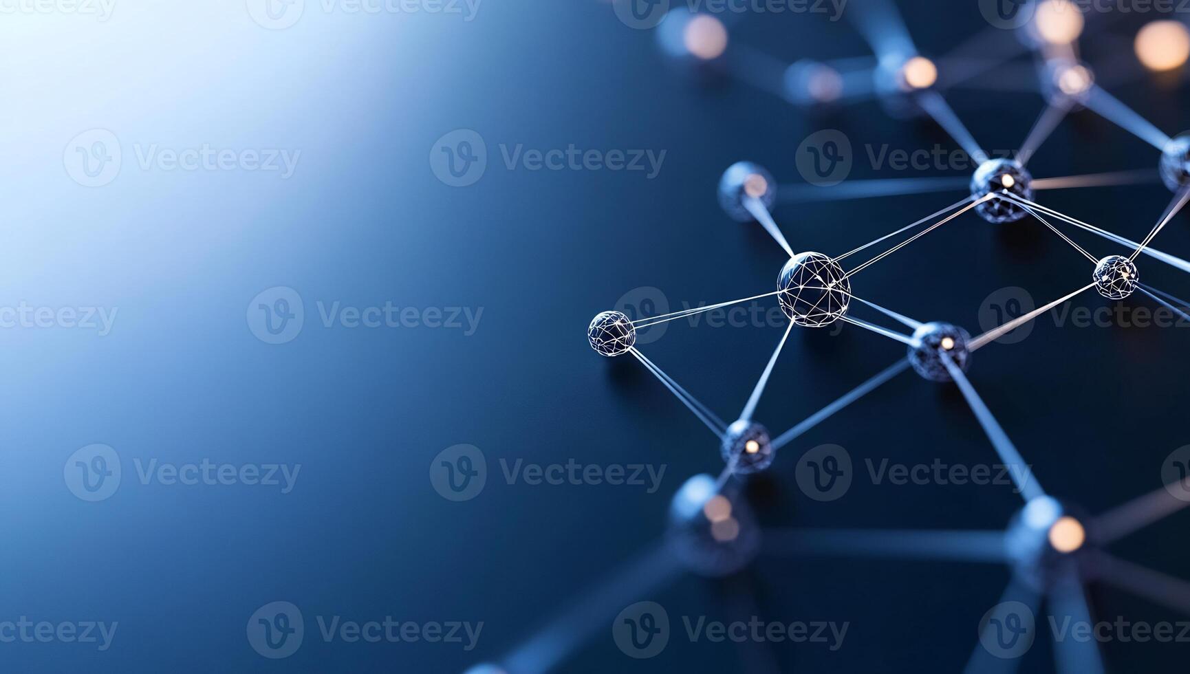 Abstract representation of a molecular structure with interconnected nodes. photo