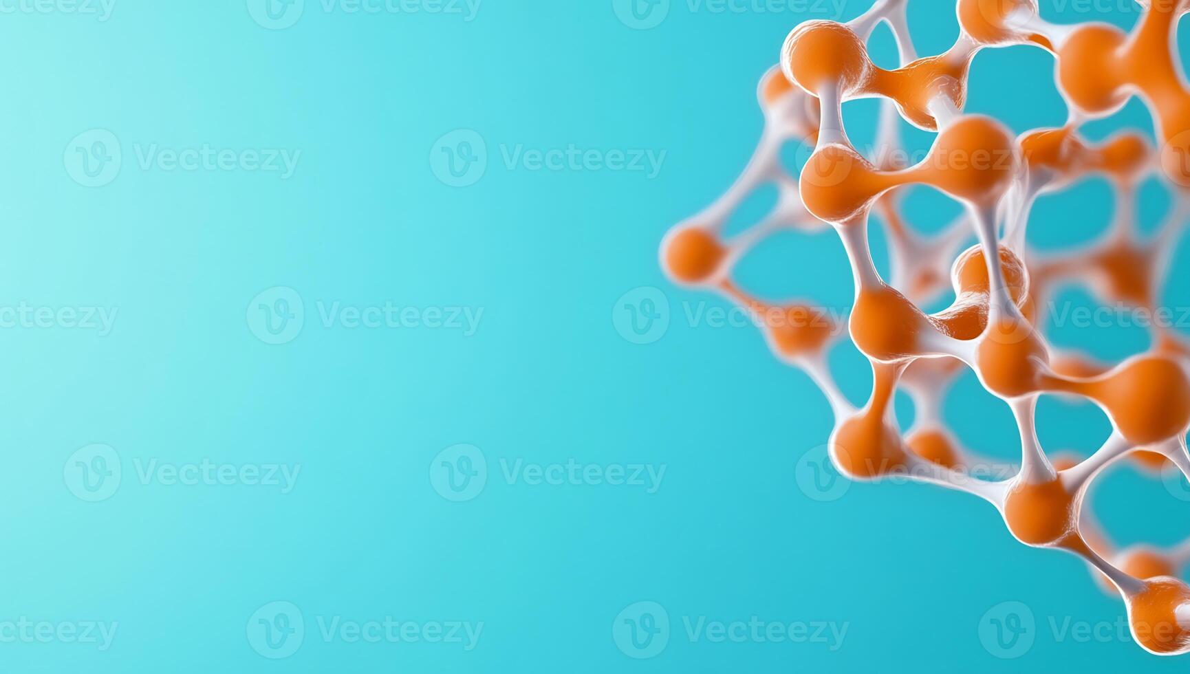 An orange and blue structure with a molecule photo