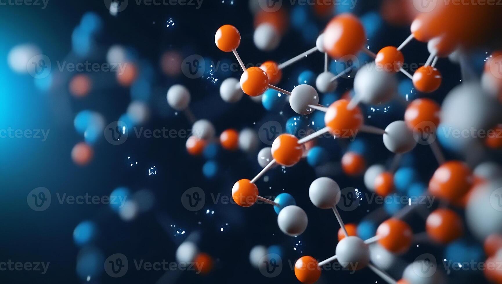 3d rendering of molecules on a black background photo