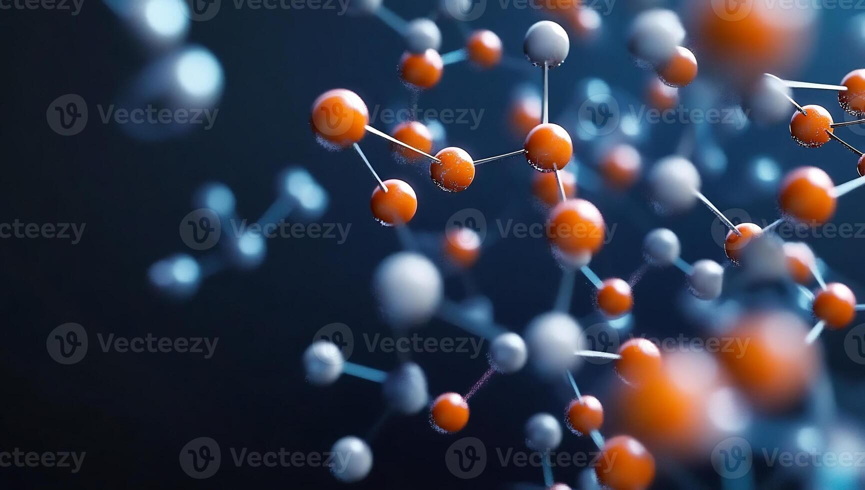 3d rendering of molecules on a black background photo