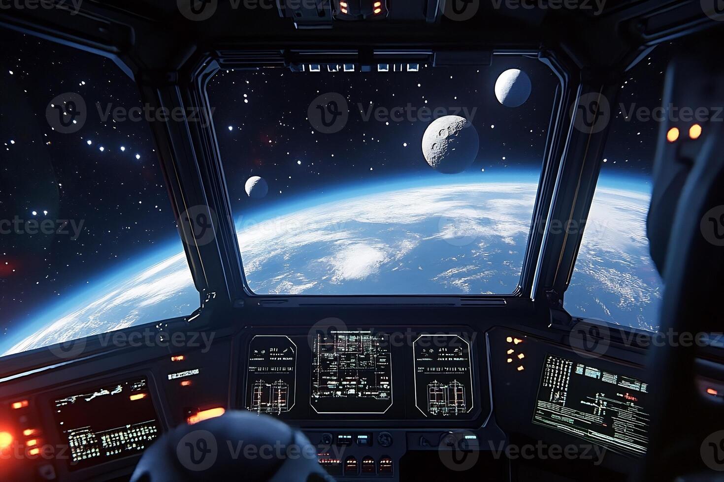 The view from inside a spaceship cockpit photo