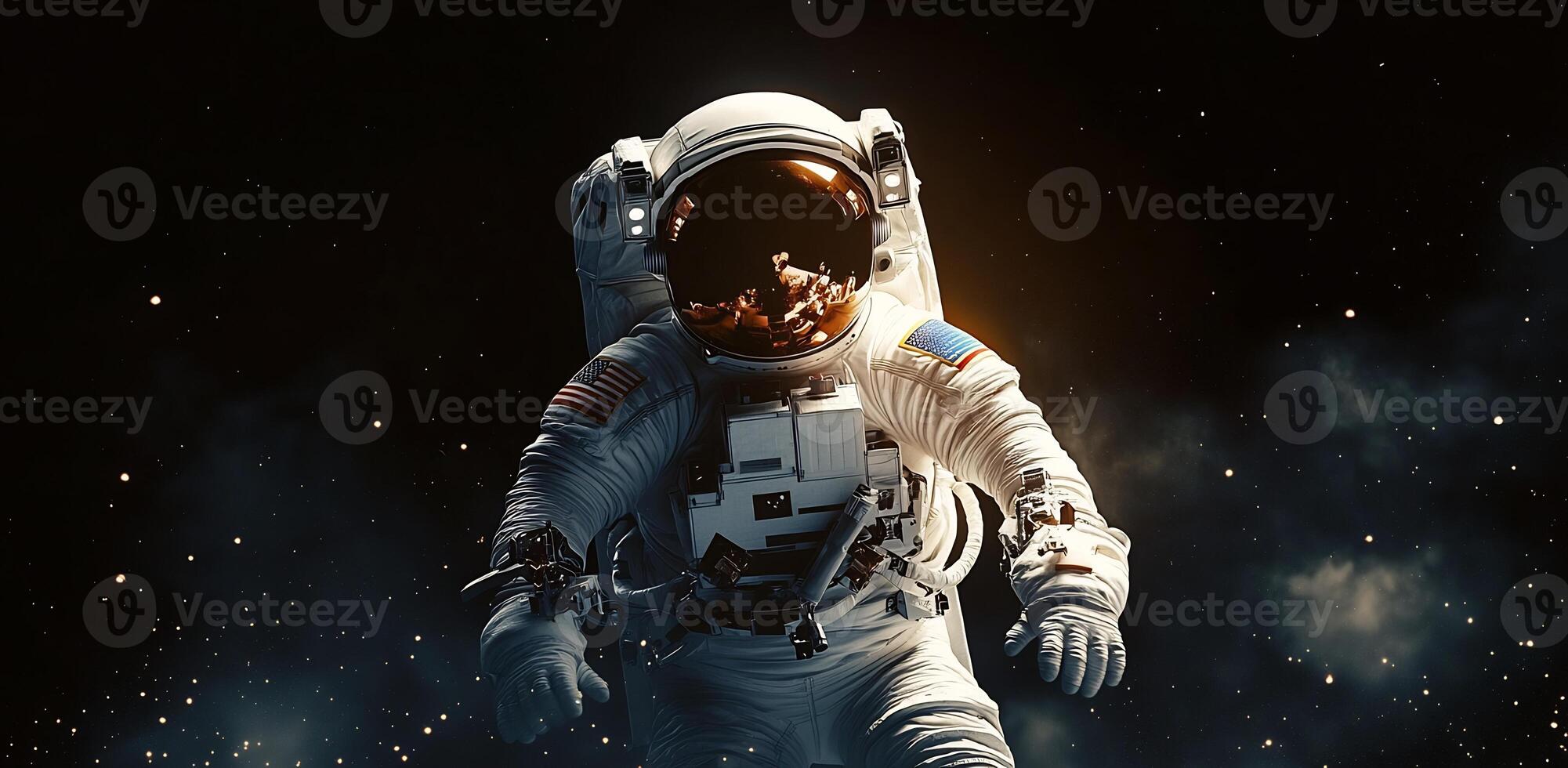 An astronaut in space walking on the ground photo
