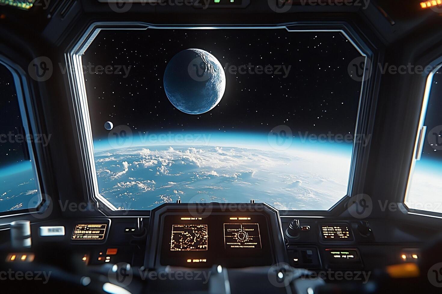 The view from inside a spaceship cockpit photo