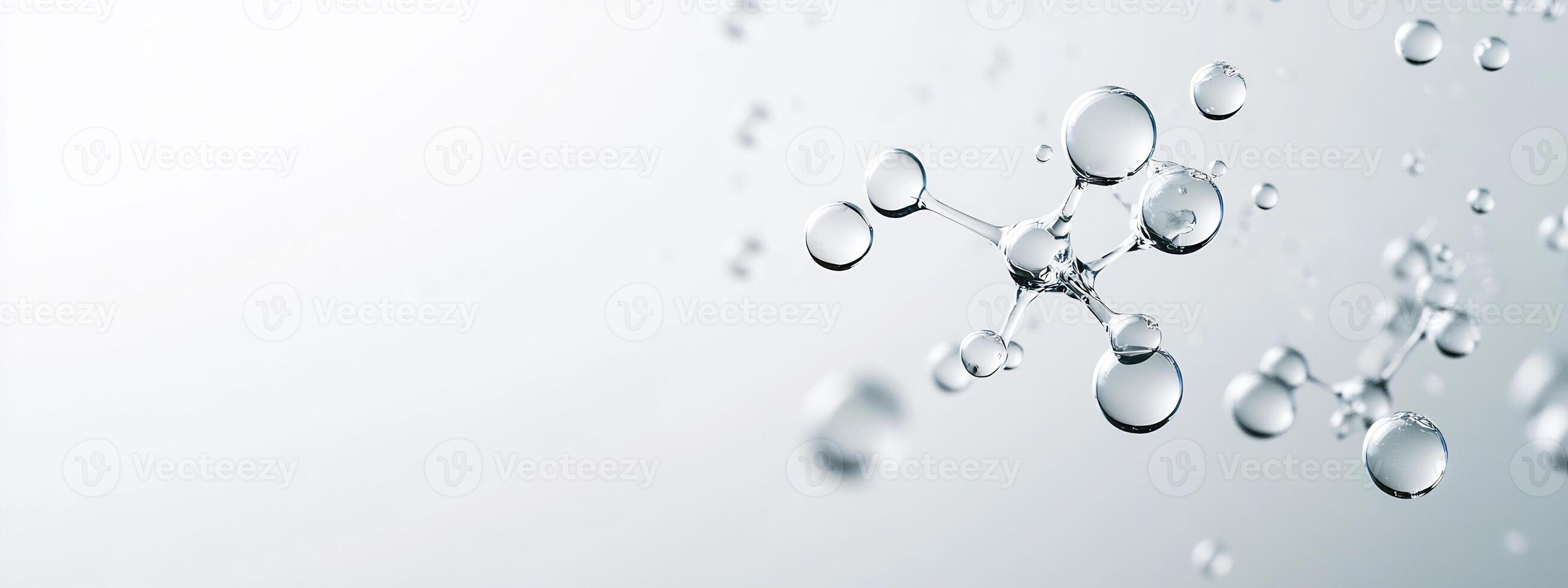 Close-up of water droplets on a light background, emphasizing purity. photo