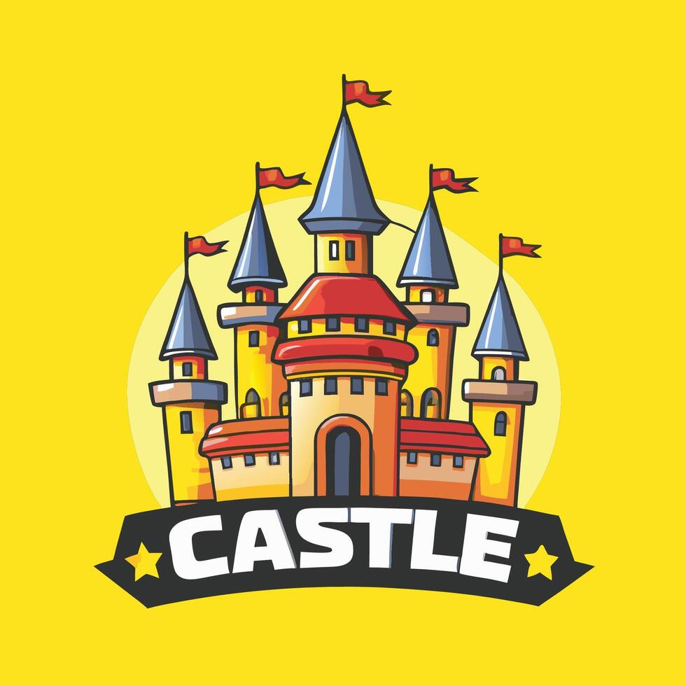 Cartoon Character Illustration of a Castle in Line Art Format vector