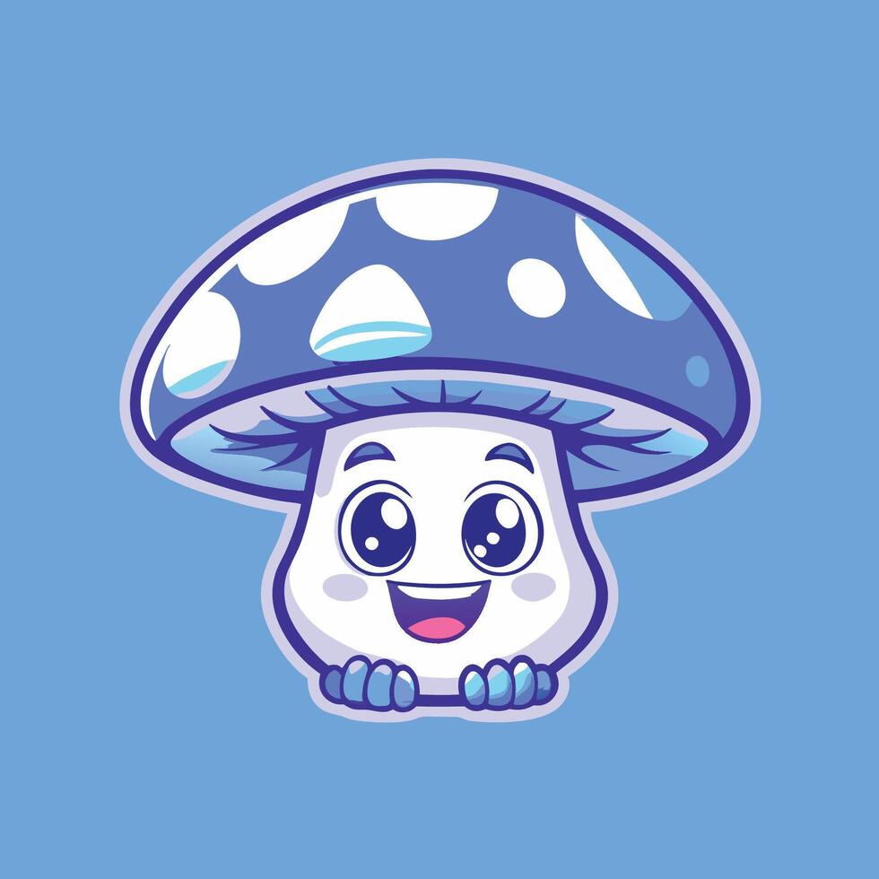 Illustration of a Cute Cartoon Mushroom Mascot with a Joyful Expression vector