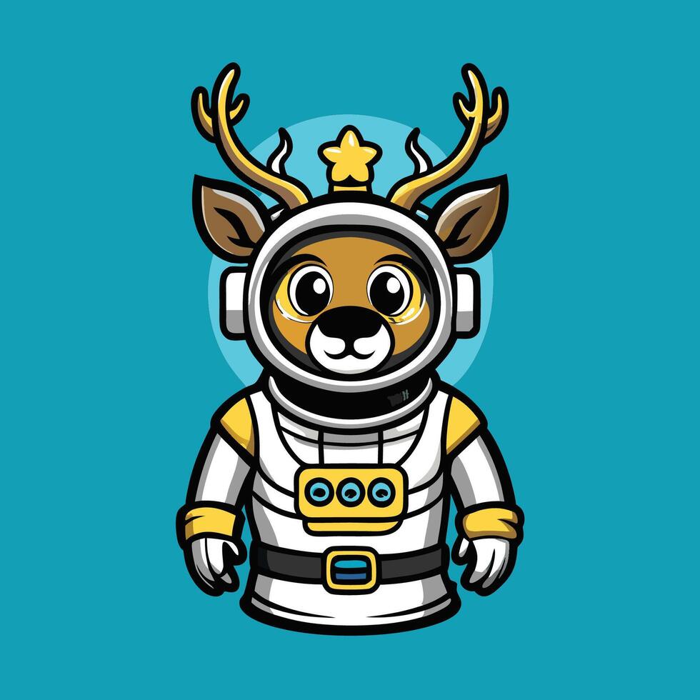 Cartoon Mascot Character of an Astronaut Wearing a Deer Costume vector