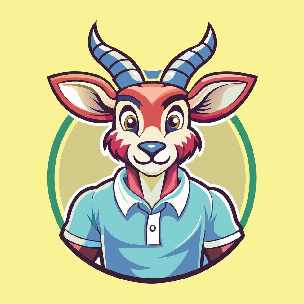 Cute and Cartoonish Antelope Mascot Character Logo Illustration vector