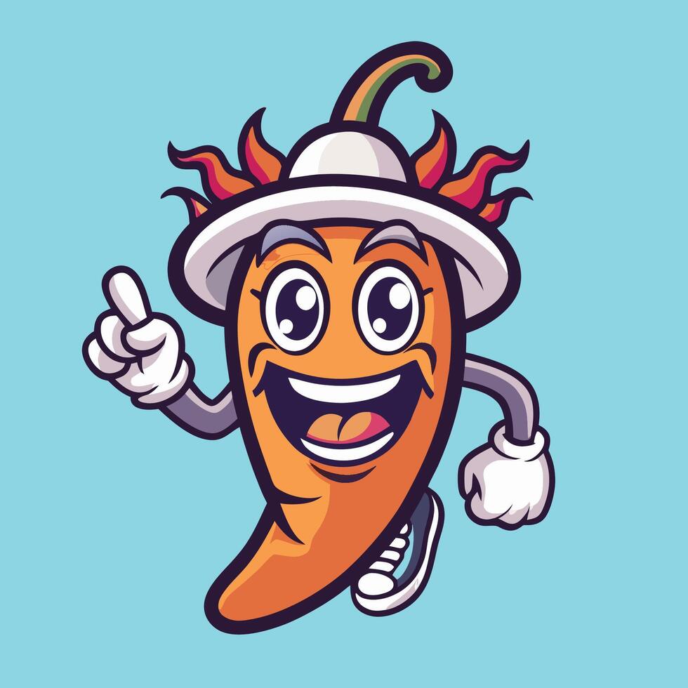 Mascot Logo of a Fiery and Playful Chili Pepper with Illustration vector