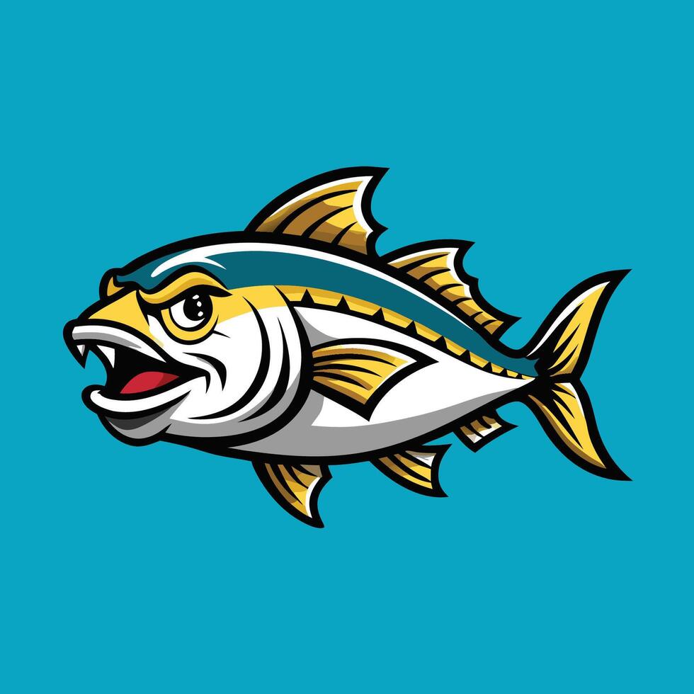 Vibrant Illustration of an Amberjack Fish Mascot on a White Background vector